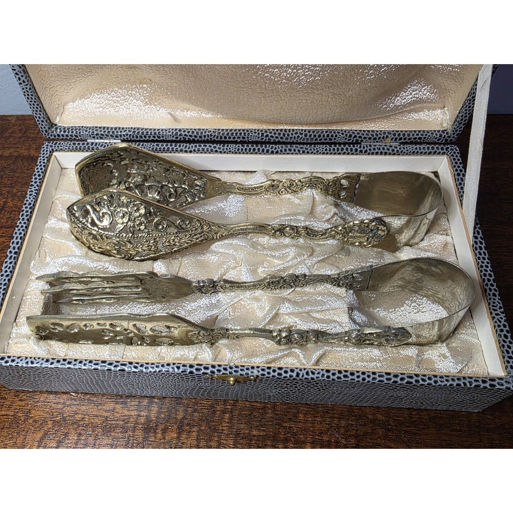 Rossi Italy Server metal tongs 8 1/2" long birds feet and Greek head